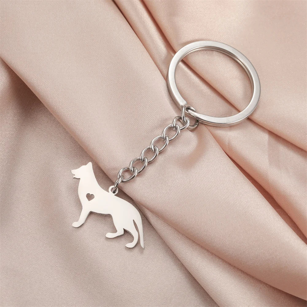 Cute Dog Samoye Keychain for Women Men Stainless Steel Dachshund Puppy Animal Lovers Key Ring for Car Backpack  Jewelry Gifts