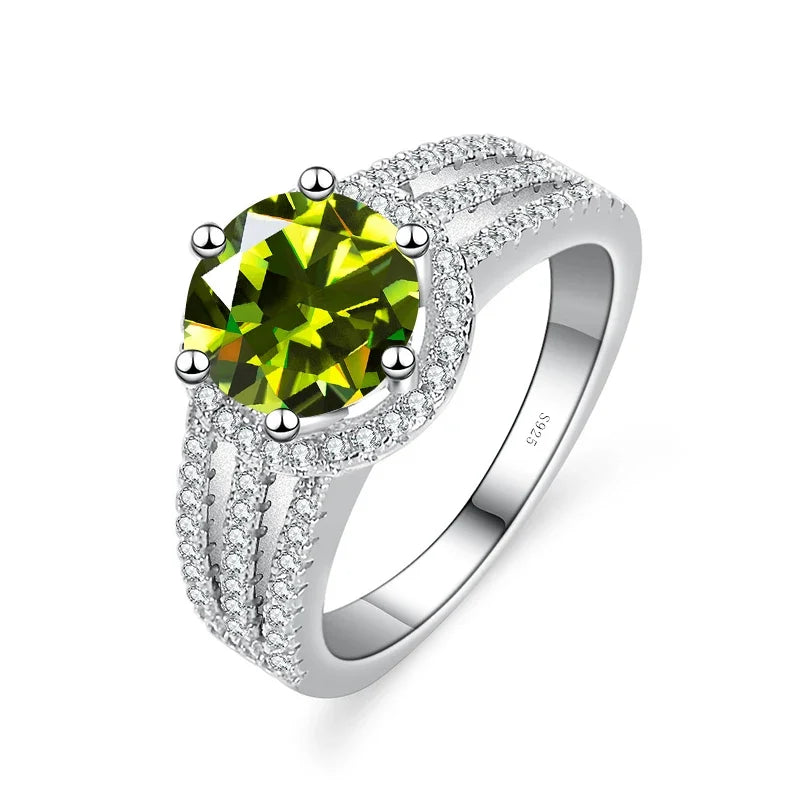 Luxury Round 2CT 8mm VVS D COLOR Moissanite Lab Diamond Ring For Women S925 Sterling Silver Wedding Female Rings Engagement Gift