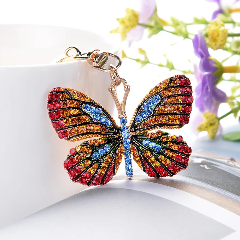 Fashion Rhinestone Crystal Metal Keychain Lovely Cartoon Marine Style Tortoise Fish Dolphin Keyring HandBag Car Pendant Gift