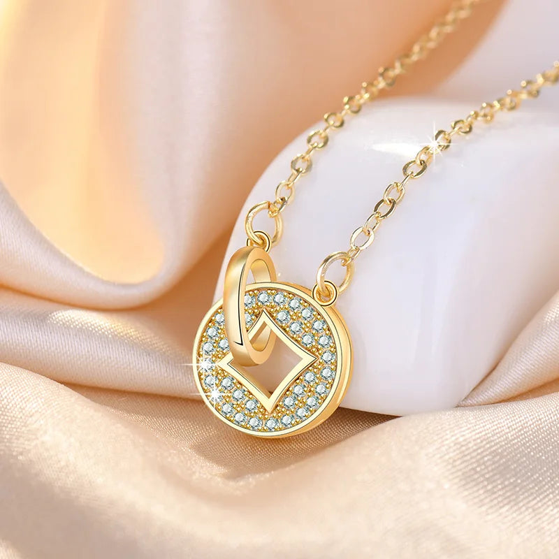 925 Sterling Silver Necklace Pendant Romance Heart Zircon High Quality For Woman Fashion Wedding Engagement Jewelry Gift