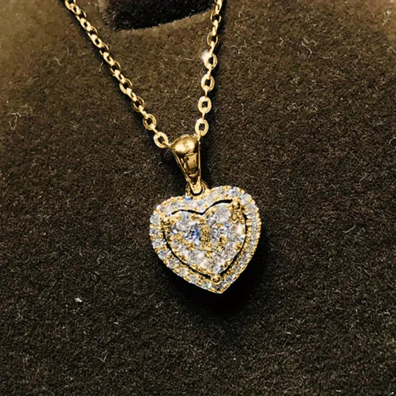 OXTAO Heart Shaped Moissanite Pendant Necklace Certified for Women 14K Gold Filled Romantic Jewelry Wedding Anniversary Gift