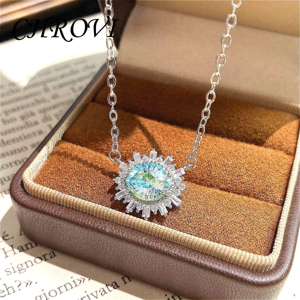New Flashing 925 Sterling Silver Necklace Fashionable Light Luxury Collarbone Chain Necklace for Women