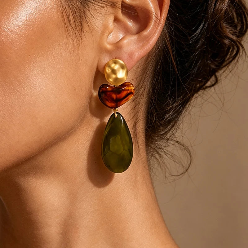 EILIECK Fashion New Resin Vacation-Style Stud Earrings For Women Elegant Ear Dangle Handmade Jewelry Accessories Party Gift