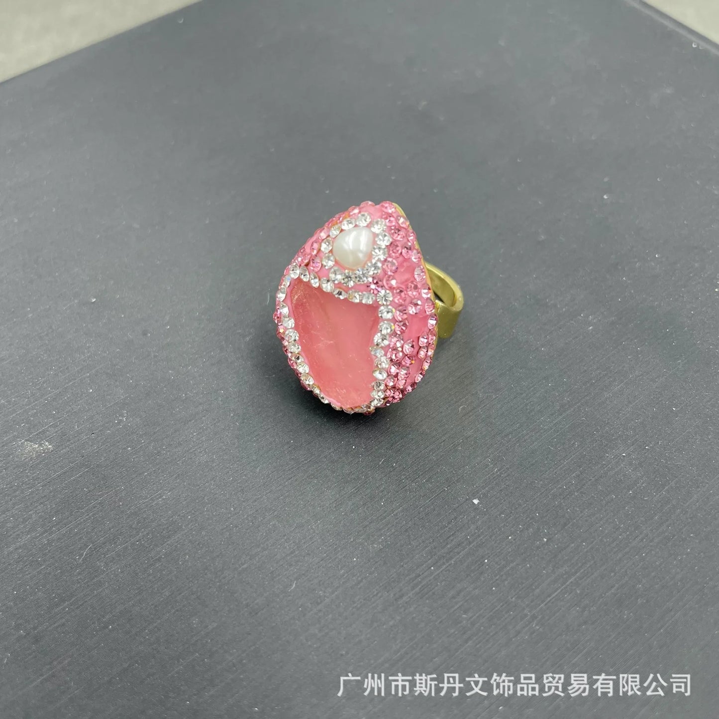 New natural baroque pearl powder crystal four-piece set niche personalized rough stone inlay set factory wholesale
