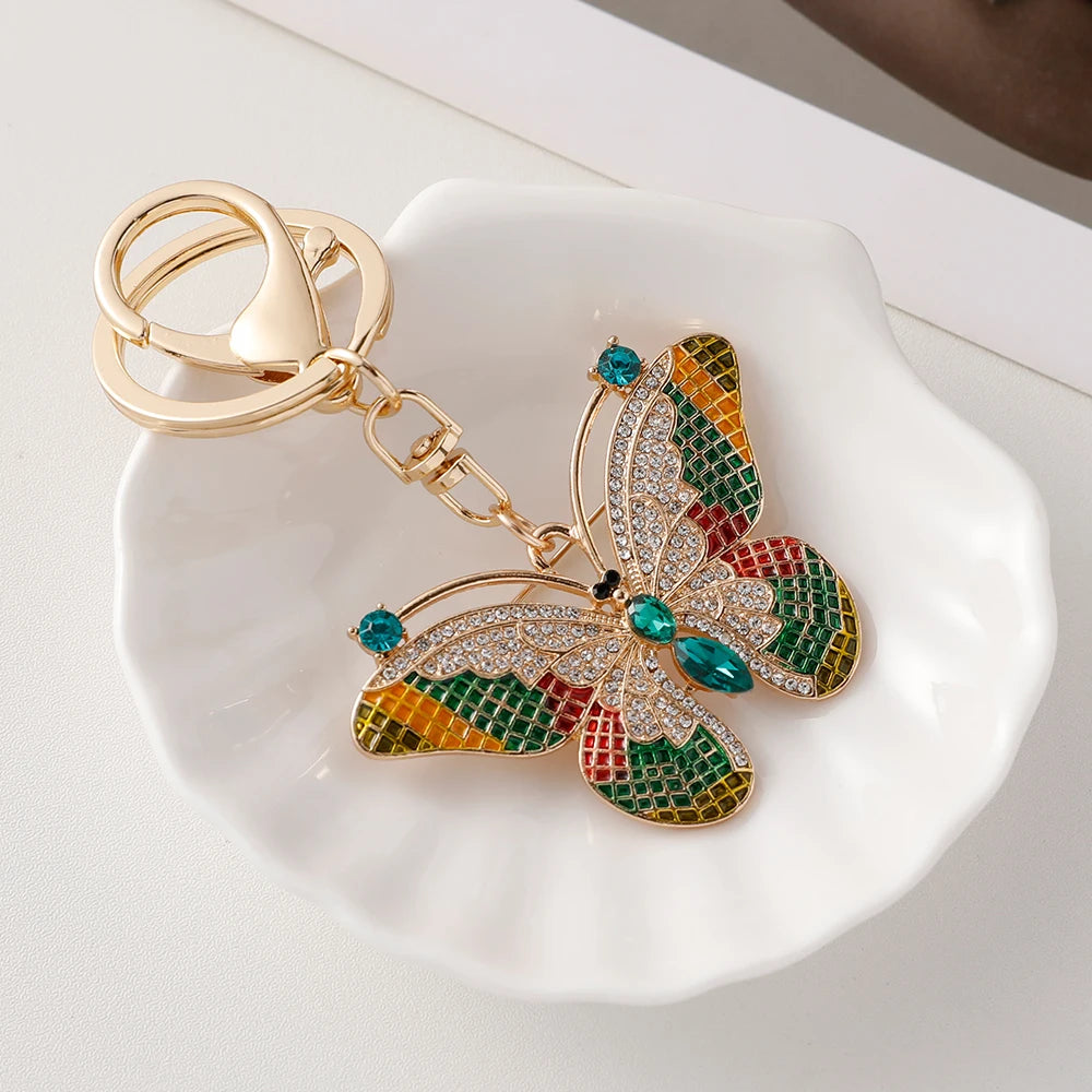 EASYA 2024 New Butterfly Keychain Collection Rhinestone Crystal Inlaid Car Pendant Handicrafts