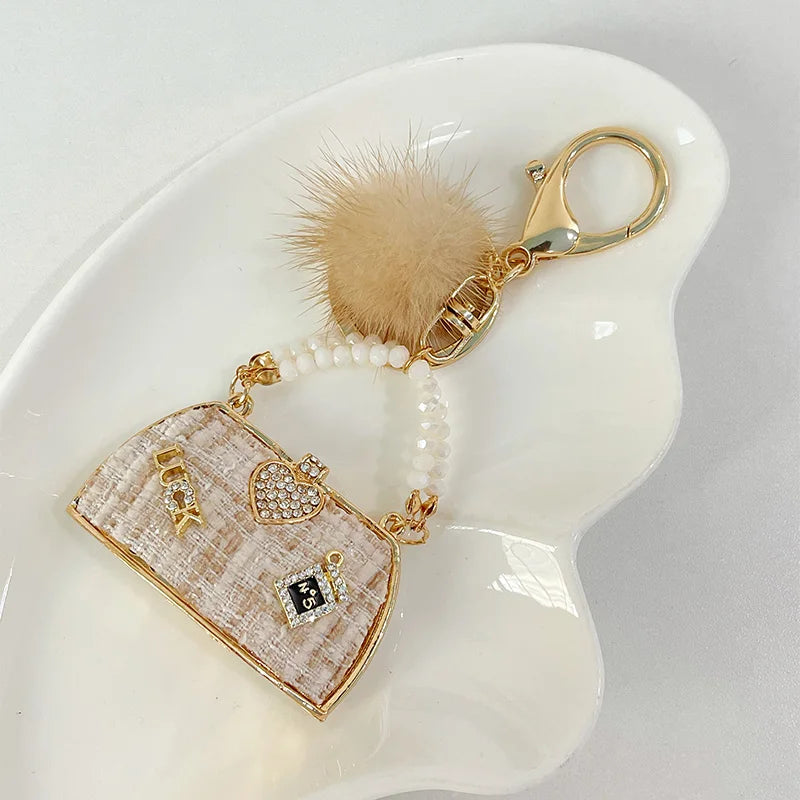 Metal Luxury Bag Keychain Leather Bag Shape Woman's High -end Charm Decoration Supports A Seal Leopard Leather Bag