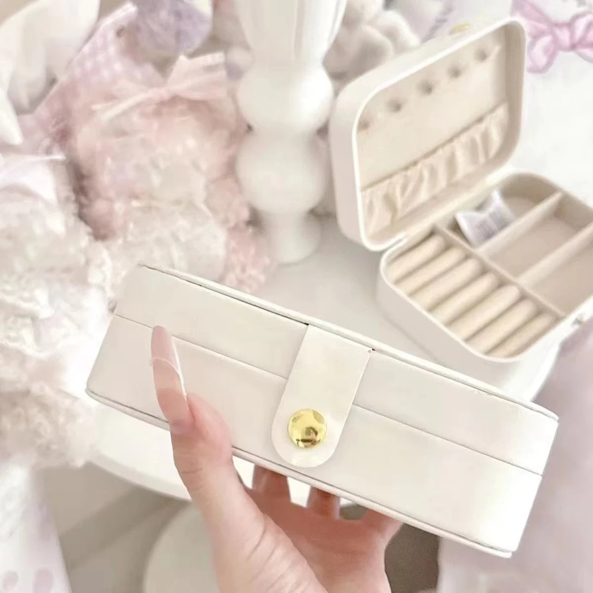 Cute Portable Jewelry Box Jewelry Organizer Display Travel Earrings Necklace Storage Case for Women Ring Fashion Organizer