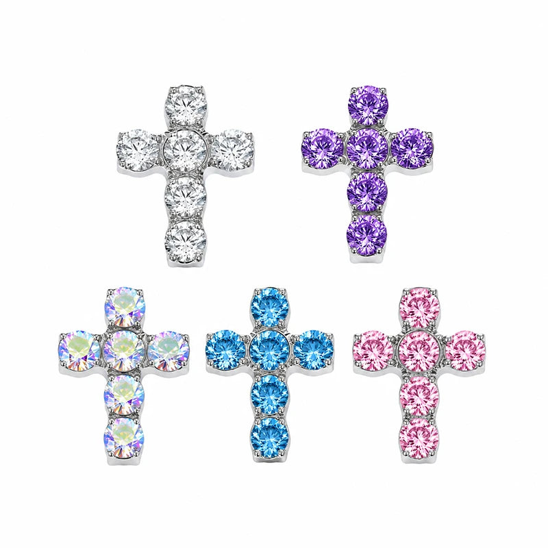 EILIECK 1Pcs ASTM F136 Titanium Spiral Cross Zirconia Ear Piercing 16G Lip Nose Body Piercing Earrings Body Piercing Jewelry