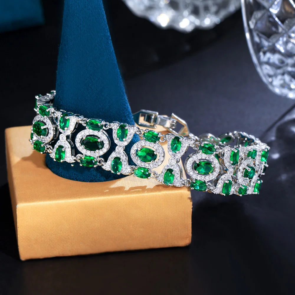 ThreeGraces High Quality Light Blue Cubic Zirconia Silver Color Elegant Link Chain Bridal Bracelet for Women Party Jewelry BR310