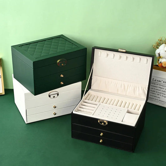 High-End Multi-Layer Drawer-Type Jewelry Box Household Large Capacity Earring Storage Organizer with Oxidation Finish