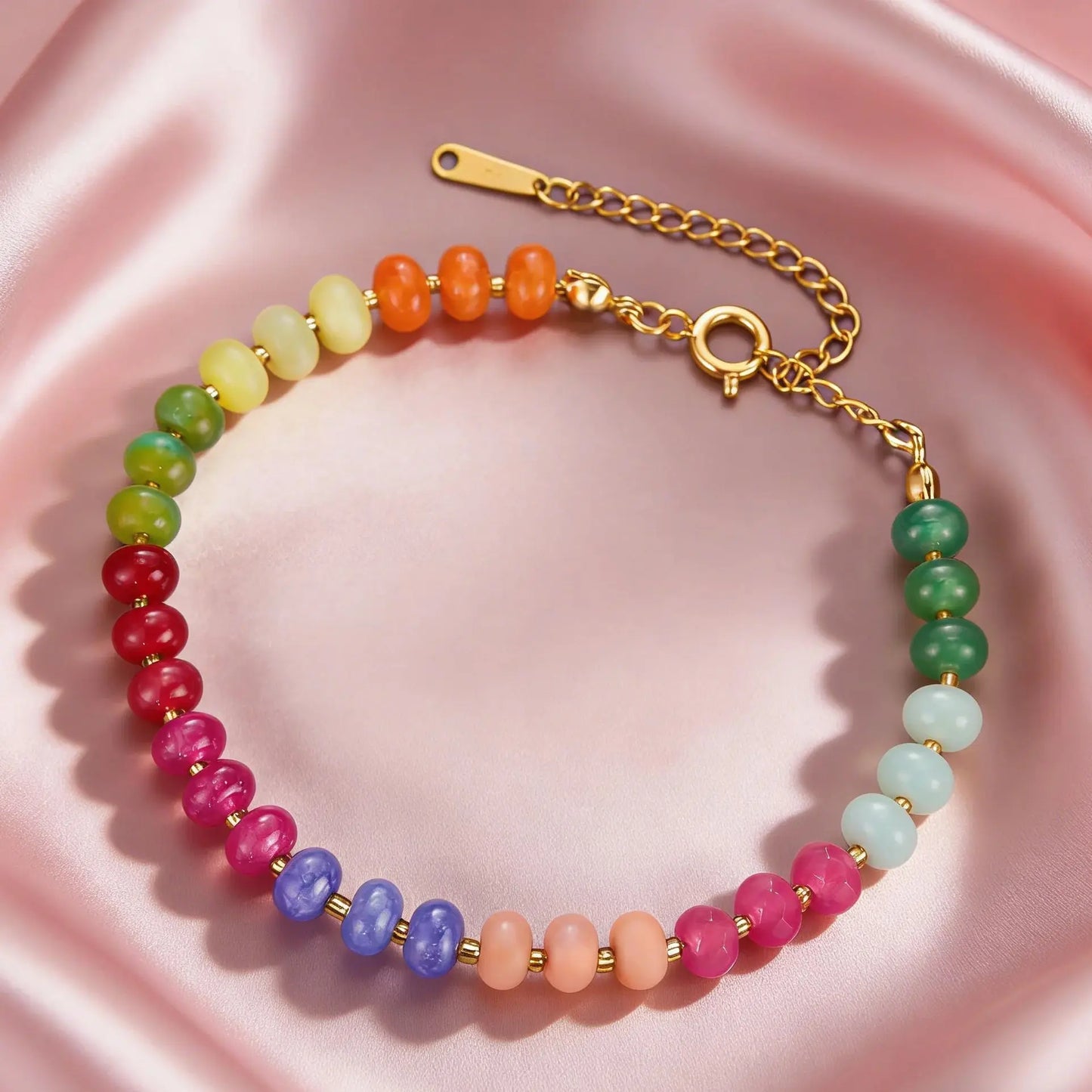 Delicate Colorful Natural Stone Bracelets For Women  Boho Beaded Bracelets Adjustable Chain Trendy Jewelry Gift Waterproof