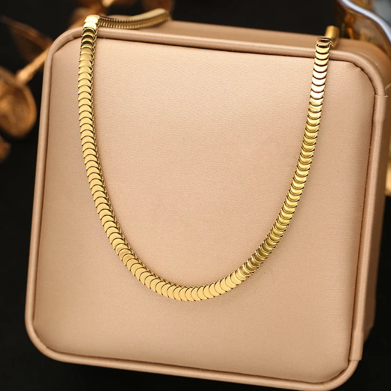 EILIECK 316L Stainless Steel Chains Necklace Choker For Women Trendy Gold Color Collar Neck Chain Waterproof Jewelry Lady Gift