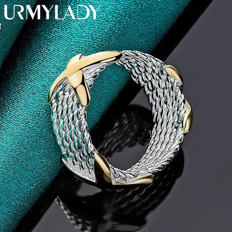 URMYLADY 925 Sterling Silver Cross 7-10# Ring For Women Fashion Wedding Party Charm Jewelry