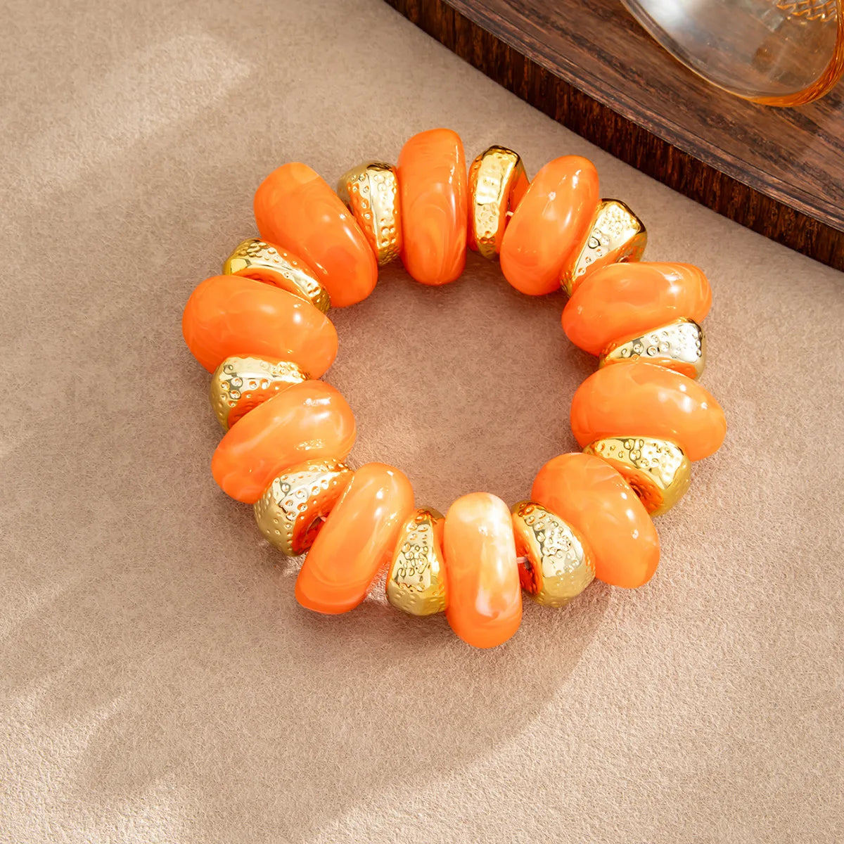 KMVEXO Bohemian Colorful Acrylic Beads Bracelet for Women New Trendy Resin Flat Round Elastic Bangles Statement Jewelry Gift