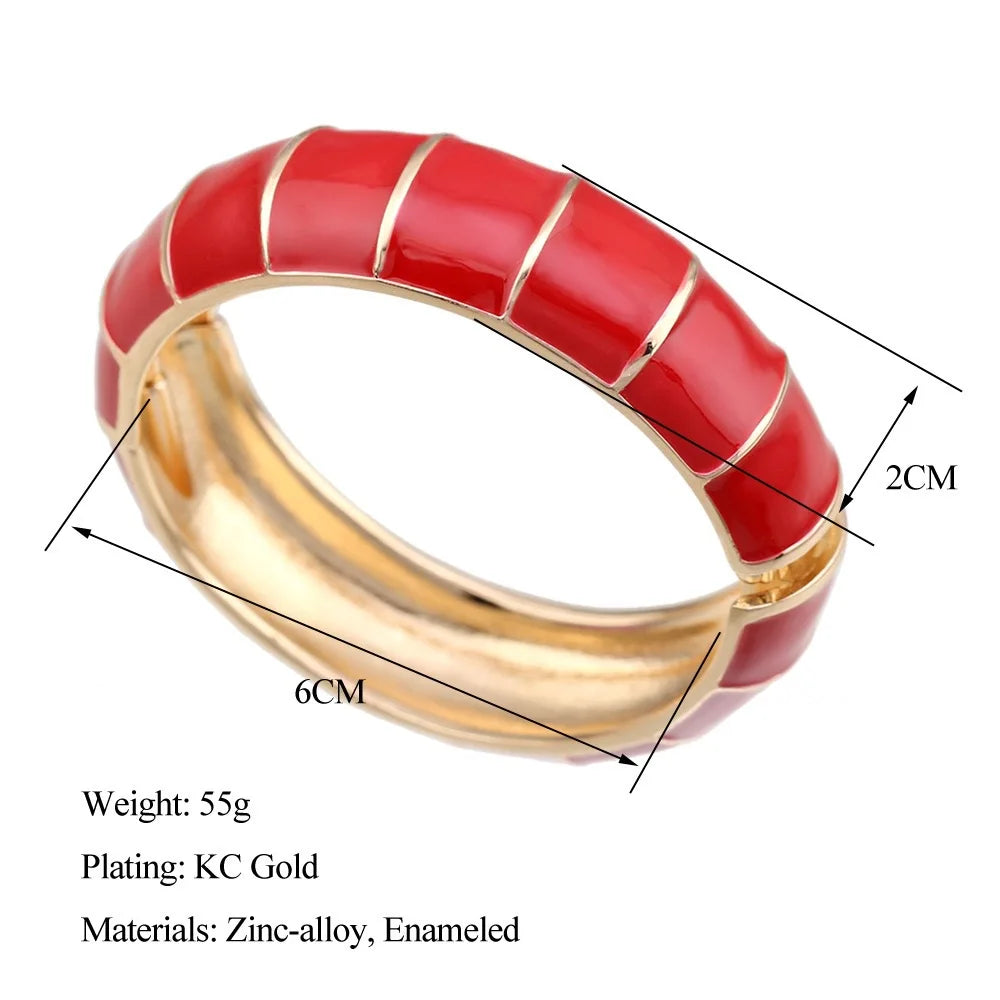 KMVEXO 3 Style Exaggeration Pink Imitation Enamaled Metal Bangles Simple Design Trendy Women's Jewelry Rhinestone Bracelets