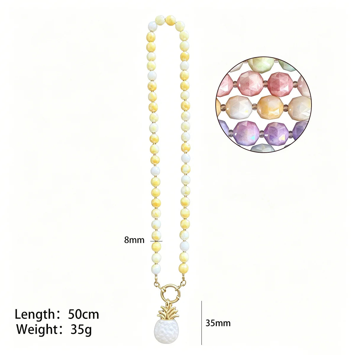 Summer Dopamine Handmade Bead Flower Ball Necklace Ocean Shell Seahorse Heart Pendant Charm Beach Jewelry Gift for Women