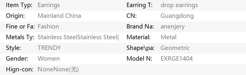 ANENJERY 316L Stainless Steel Geometry Heart Water Drop Zircon Hoop Earrings For Women Men Simple Personality Jewelry Gifts