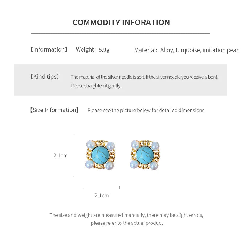 NISHIZAWA Pearls Stud Earrings for Women Geometric Sweet Korean Fashion Jewelry Elegant Vintage Simple Aretes De Mujer