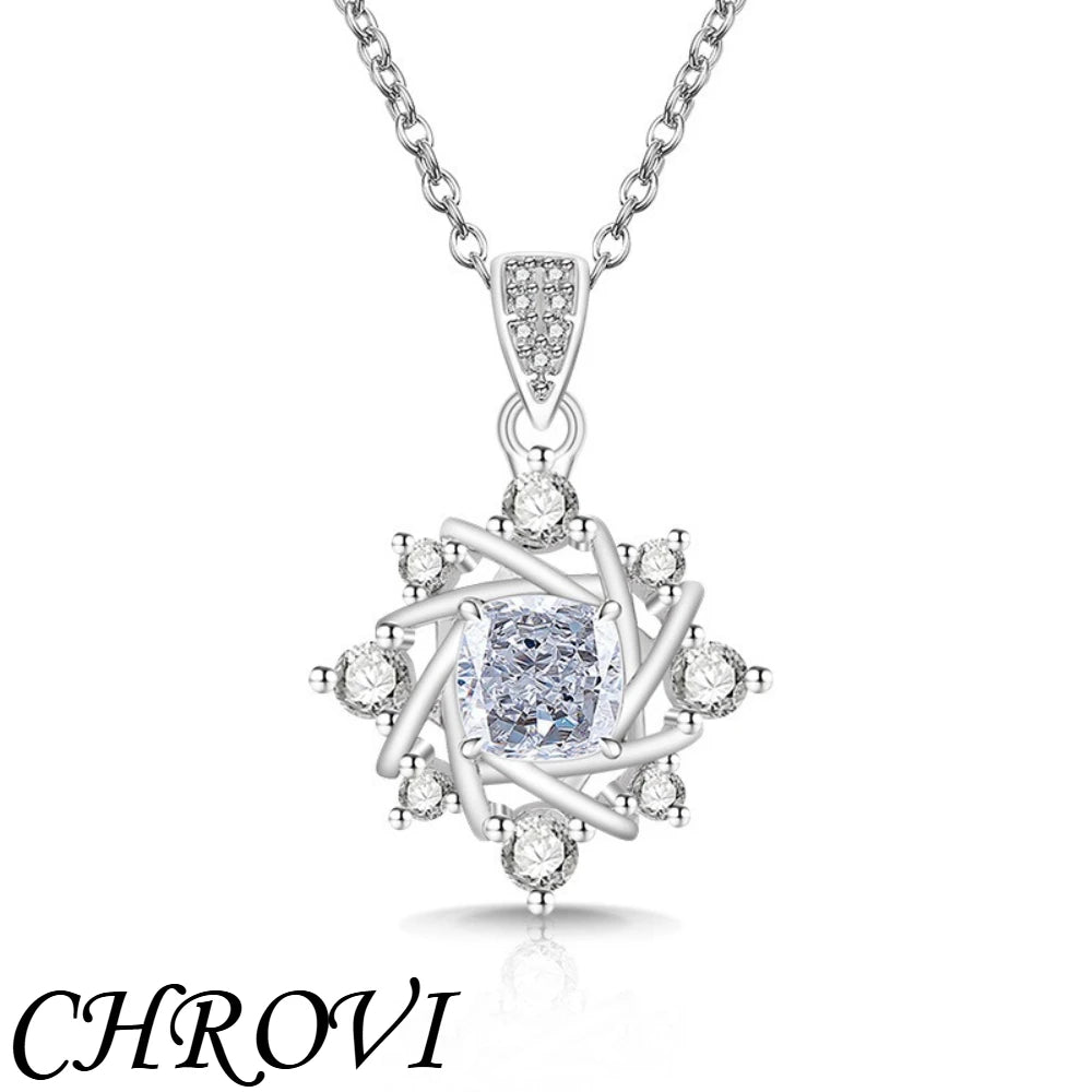 Exquisite 925 sterling silver gemstone ice flower octagonal star necklace, fashionable and versatile,high-carat diamond necklace