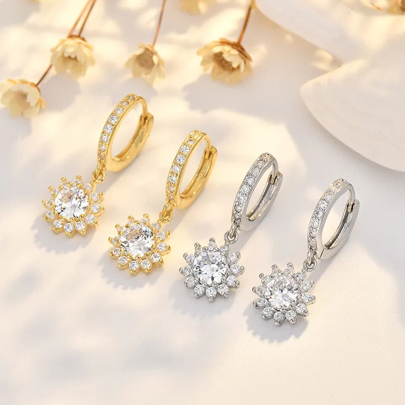 925 Sterling Silver Earrings High quality Luxury Sparkly zircon for Women Fashion Jewelry Gifts Wedding Engagement Party cute