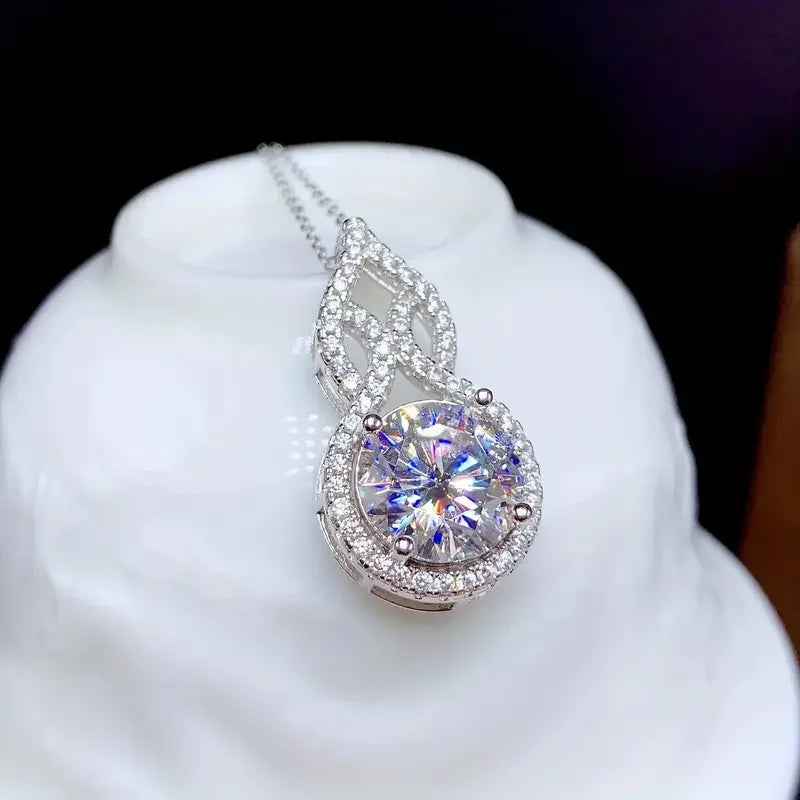 OXTAO D Color Moissanite Infinity Pendant Necklace Women Real 925 Sterling Silver Engagement Luxury Gourd Shape Jewelry