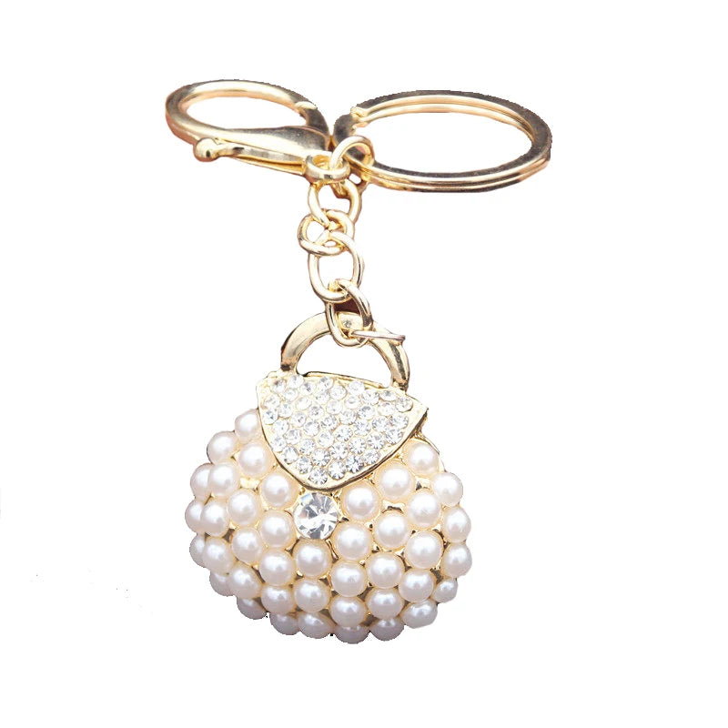 Fashion key chains key rings Metal Charm Pearl Bag Key Chain Tassel Key Ring Car Bag Keychain For Women Jewelry Accessories Gift