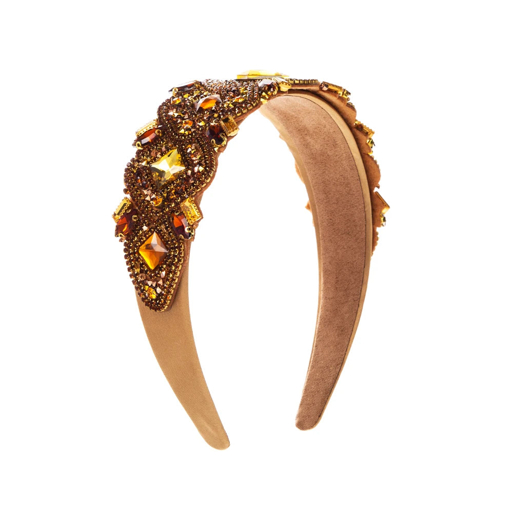 European and American New Heavy Industry Baroque Headband Inlaid With Rhinestones, Simple And Fashionable Wide Edge Headband