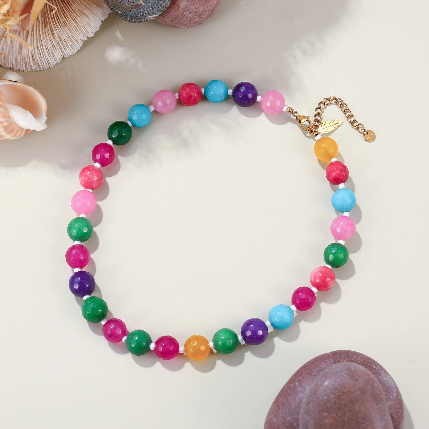 Badu Handmade Colorful Stone Beads Choker Necklace for Women Bohemian Summer Beach Holiday Jewelry Gifts