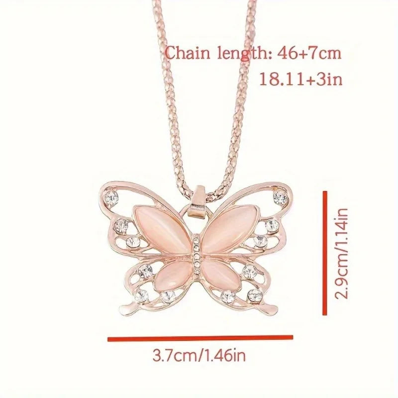 Elegant butterfly pendant necklace artificial Zirconia perfect jewelry gift for her