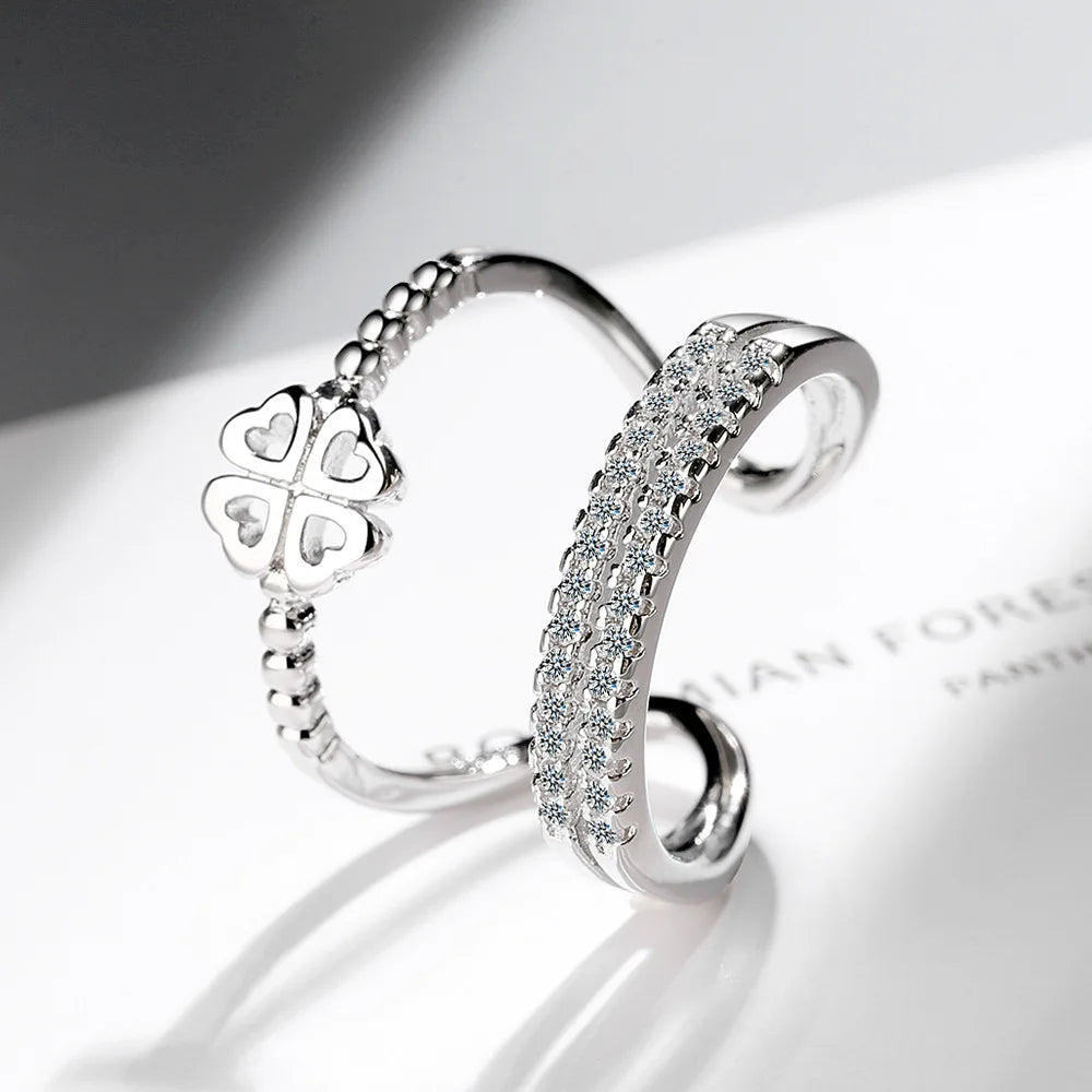 New 925 Sterling Silver Ring Heart Adjustable Simplicity Fashion Exquisite Student Girlfriend Jewelry Accessories Wedding Party