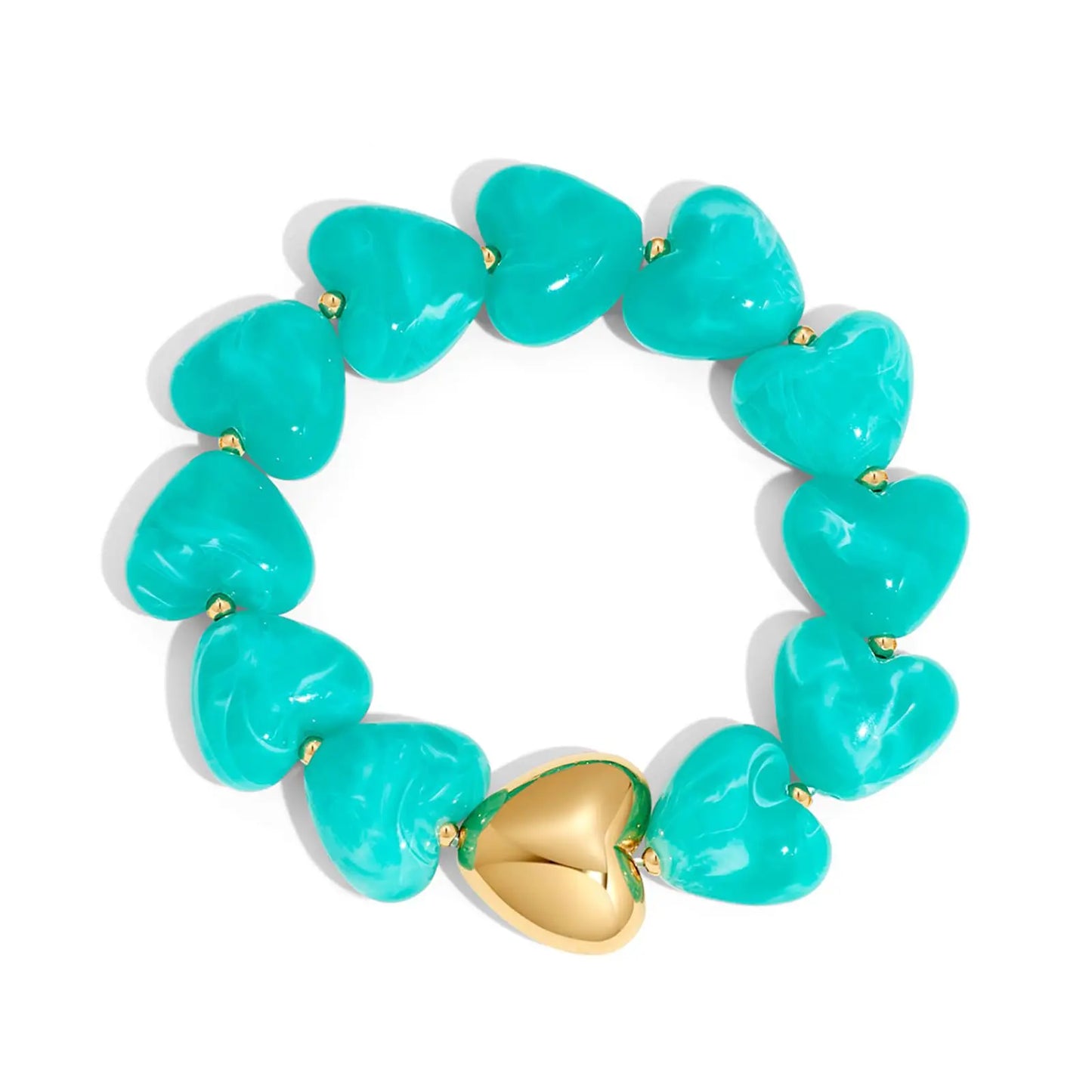 Colorful Stainless Steel Heart Handmade Bracelet for Women Bohemia Style Resin Beads Statement Waterproof Jewelry Gifts