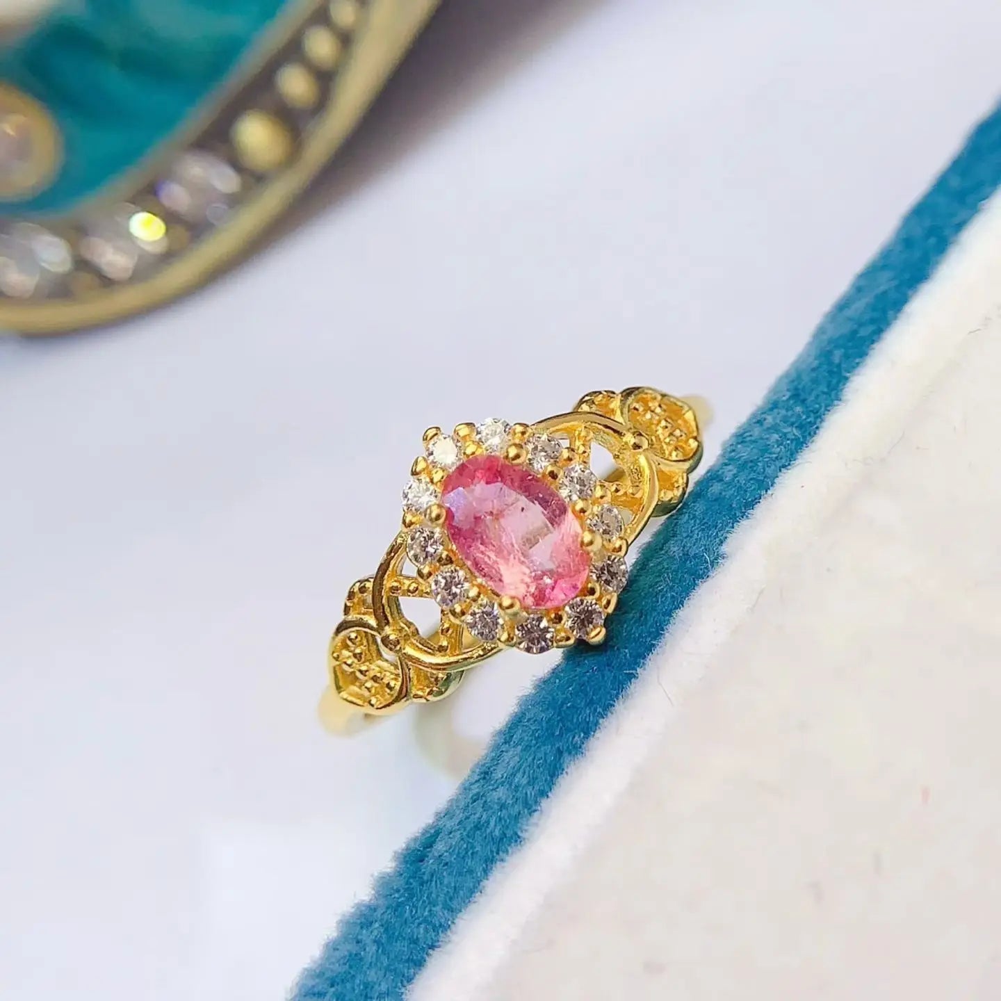 Vintage Design Pink Tourmaline Ring 0.5ct 6mm*4mm Natural Tourmaline Ring with Certificate 925 Silver Jewelry