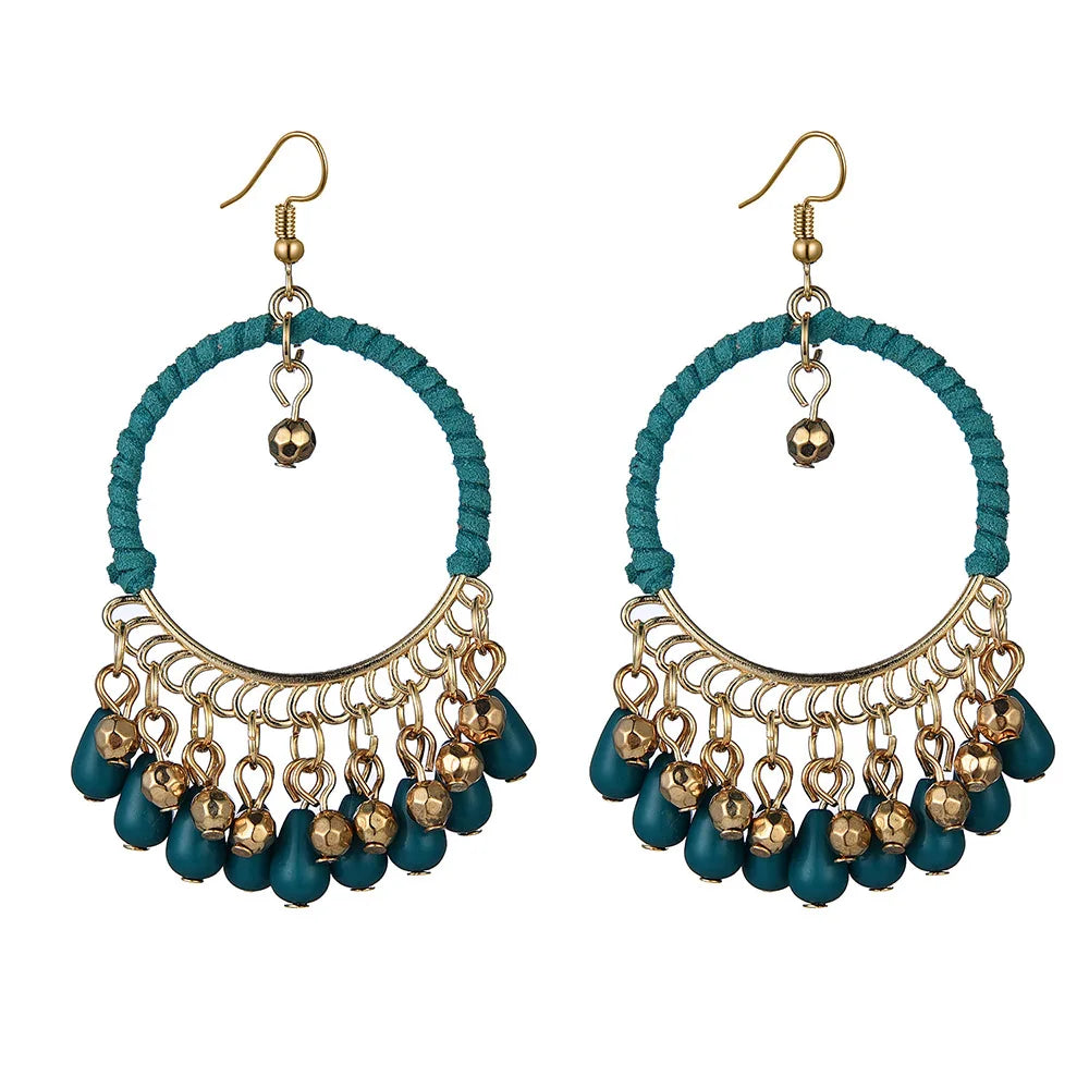 New Ethnic Round braided Dangle Earrings For Women Bohemian Retro Tassels Drop Ear Jewelry Female Party Accessories