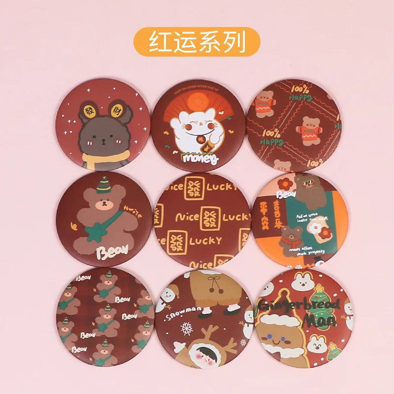 30 Pcs Cartoon Flower Cosmetic Mirror / Sweet Women Makeup Pocket Mini Portable /Nice Party Christmas Gift