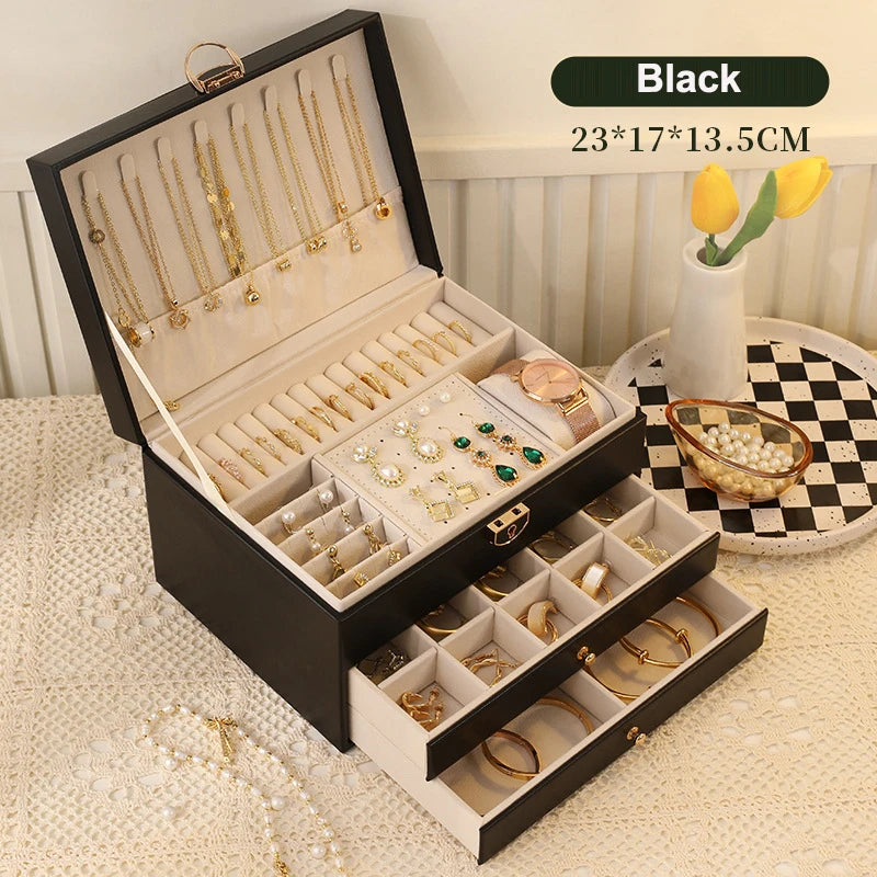 DELESYS New Large-Capacity High-End 6 Layer Jewelry Box For Storing Necklaces Watches Accessories Multi-Functional Jewelry Box