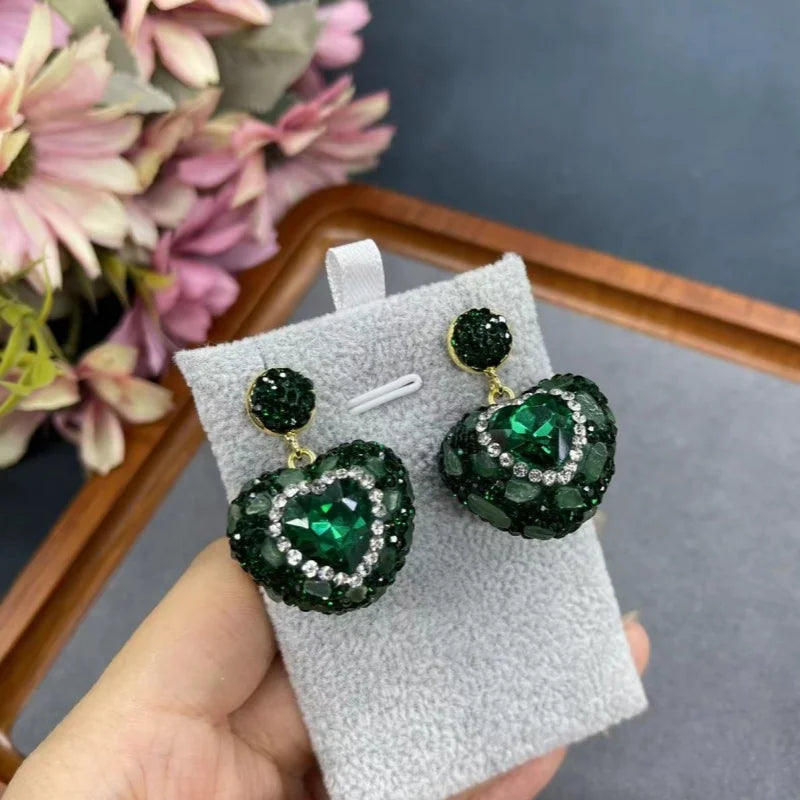New crystal heart-shaped earrings for women dazzling AAA zircon jewelry
