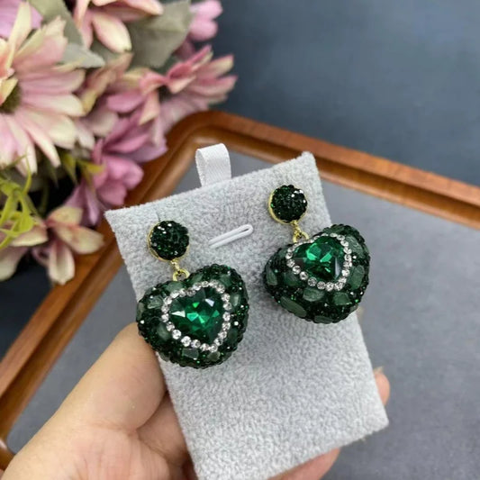 New crystal heart-shaped earrings for women dazzling AAA zircon jewelry
