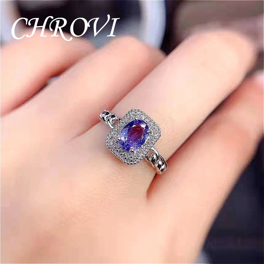 New 925 pure silver minimalist versatile purple diamond ring - full-cut open-ended precious stone women's ring