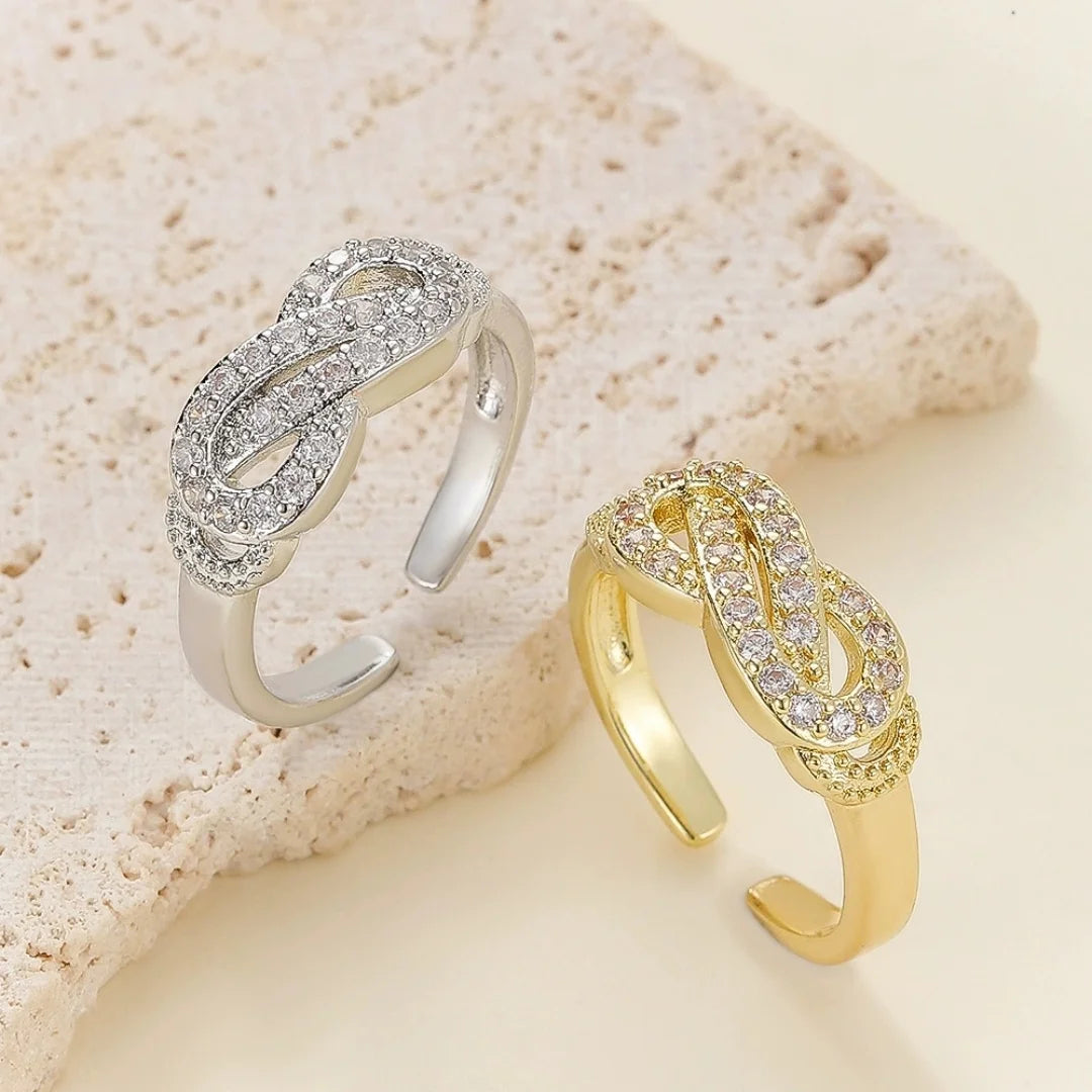 Cute Female Gold Color Infinity Wedding Rings Promise Open Adjustable Engagement Jewelry For Women