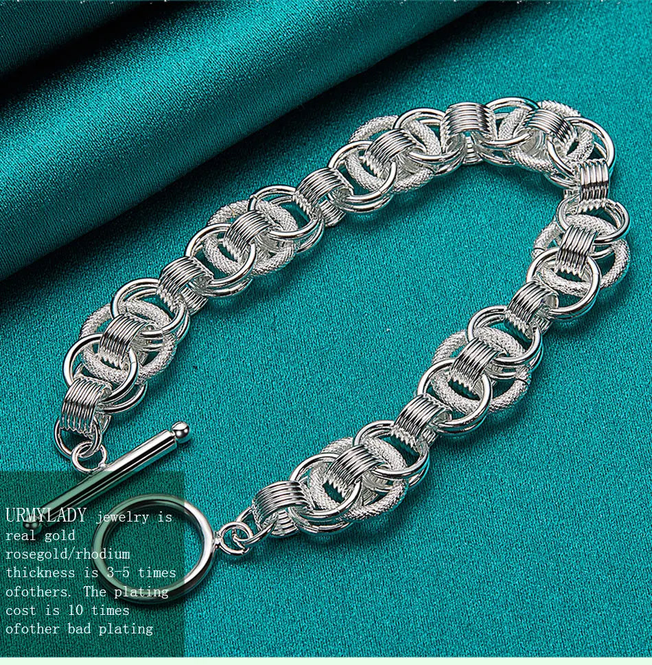 URMYLADY 925 Sterling Silver Charm Chain Screw Bracelet For Women Man Engagement Party Fashion Jewelry Gifts