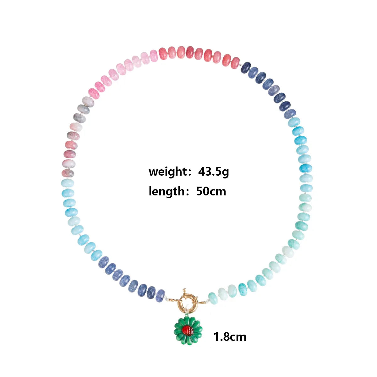 Handmade Colorful Glass Beaded Flower Neckalce Stainless Steel Geometric Natural Stone Pendant Choker Summer Beach Jewelry Gift