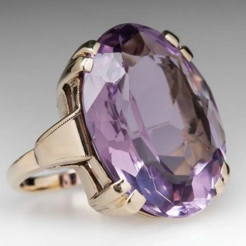 1PC Luxurious Fashion Jewelry Wedding Rings for Women Elegant Bright Silver Color Inlaid Purple Zircon Punk Engagement Ring
