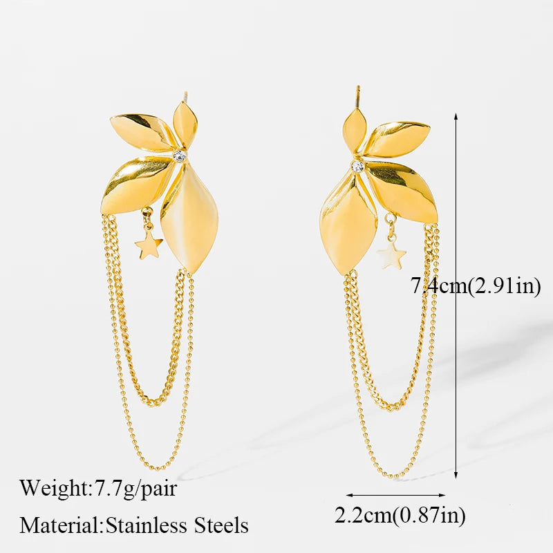 EILIECK 316L Stainless Steel Starfish Drop Dangle Earrings Stylish Trendy Waterproof 18K PVD Plated Metal Jewelry for Women