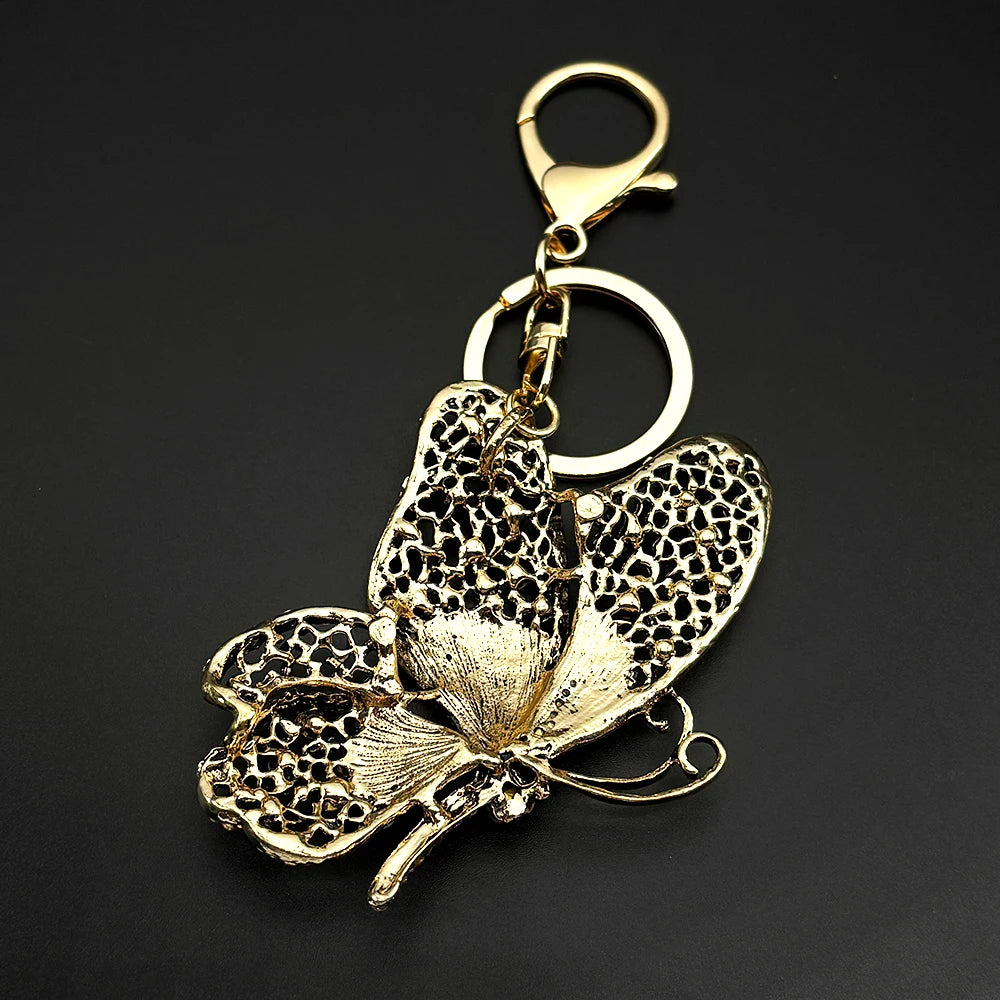 Exquisite Aesthetic Butterfly Keychain For Women Men Full Crystal Rhinestone Boho Female Insect Bag Charm Keyholder Jewelry Gift
