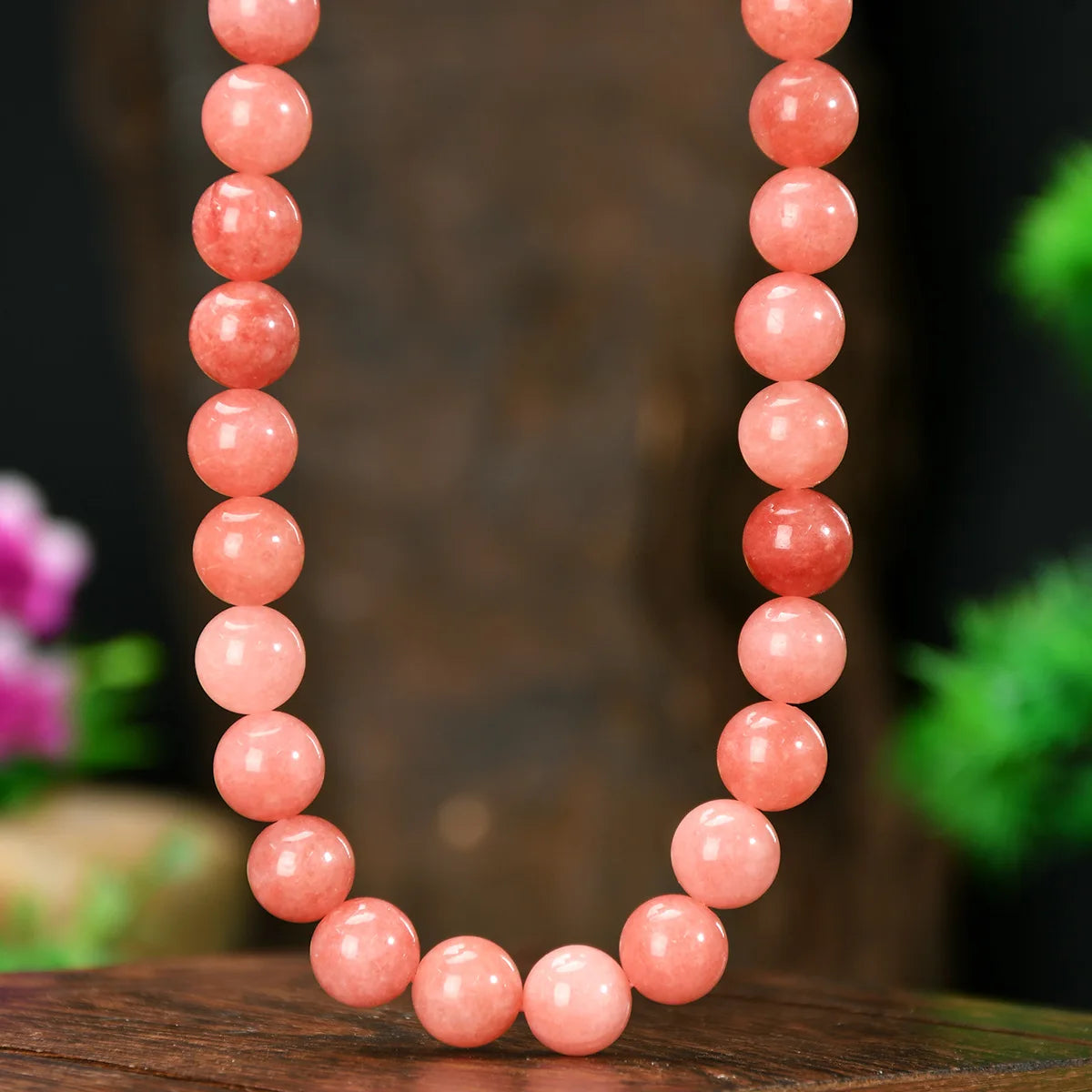 Summer Bohemia Colorful Natural Stone 10mm Bead Necklace Handmade Glass Beading Collar Choker for Women Girls Trend Jewelry Gift