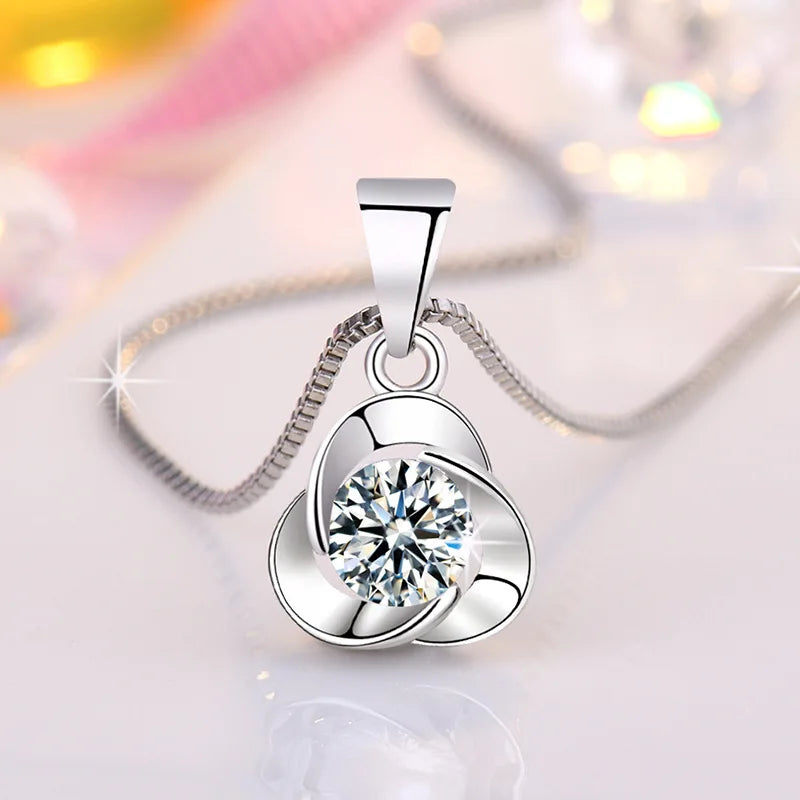 925 Sterling Silver Necklace Pendant Romance Heart Zircon High Quality For Woman Fashion Wedding Engagement Jewelry Gift