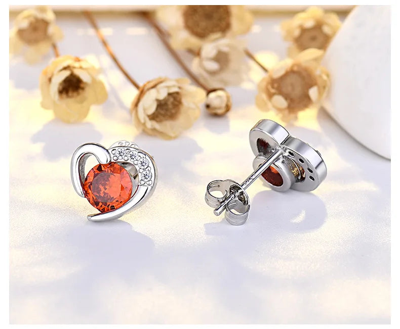 925 Sterling Silver Heart Tree Zircon Stud Earrings For Women Exquisite Student Girlfriend Jewelry Accessories Wedding Party