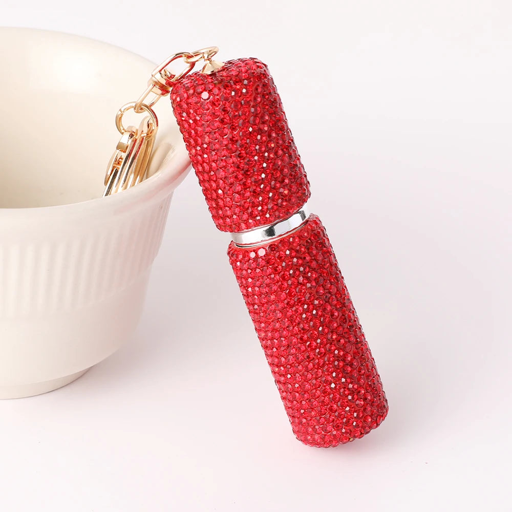 2026 New Perfume Bottle Keychain Full Rhinestone Women's Luxury Car Key Ring Y2K Fashion Accessories Creative Pendant