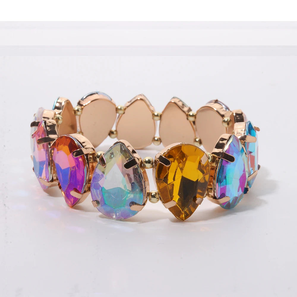 BEUTIFOR Crystal Peach Love Bracelets For Women Handmade Colorful Peach Heart Bangle