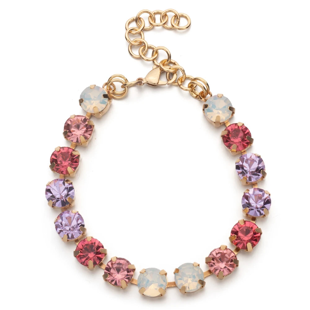 New Design Hot Deal Crystal Charms Bracelets For Women Claw Drill Set Colorful Crystal Bracelets Lobster Clasp  Link Chain